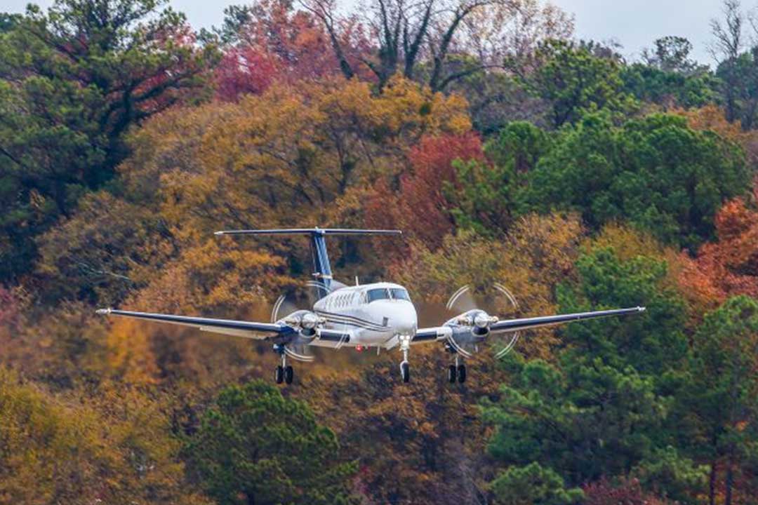King Air 350 landing at airport